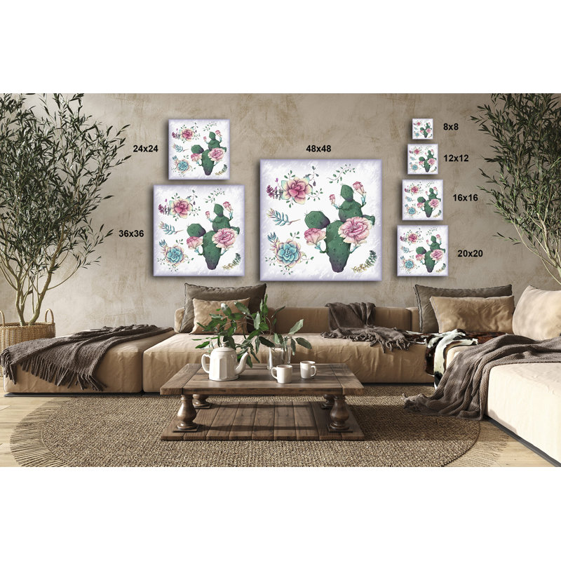 " Cactus Flowers 762 ", 36" H x 36" W x 1.5" D