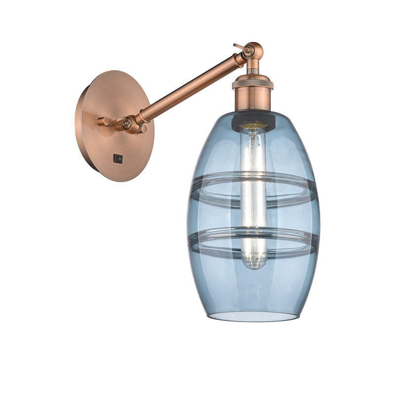 Dundrod Steel Armed Sconce, Princess Blue, Antique Copper