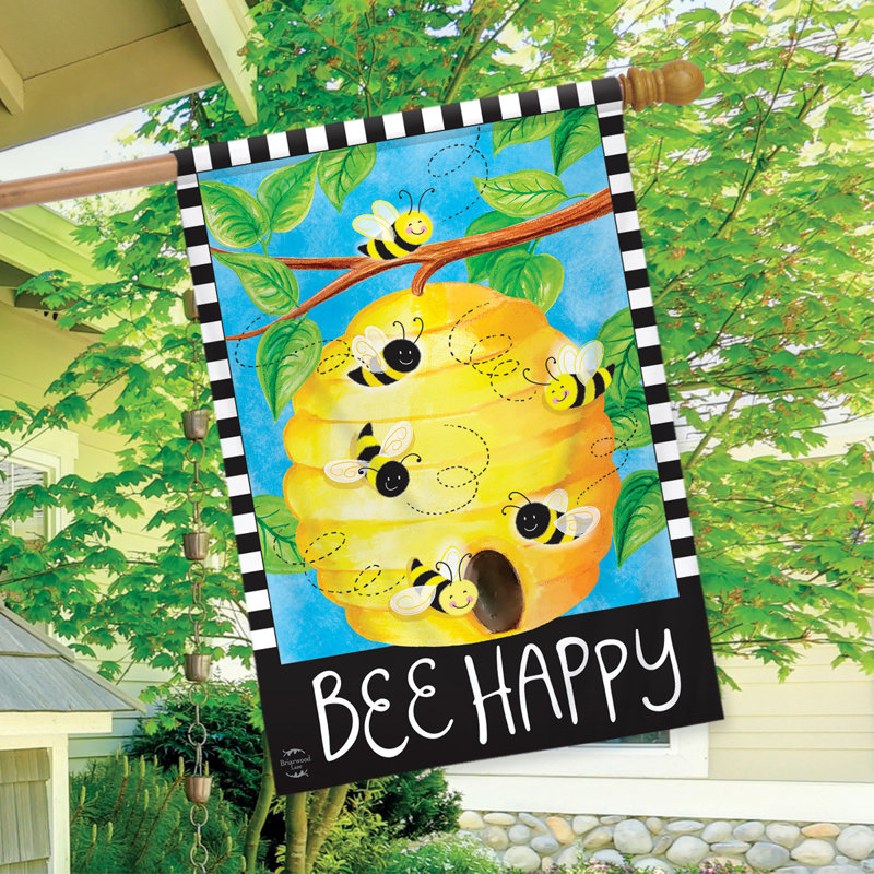 Bee Happy Bees Spring House Flag