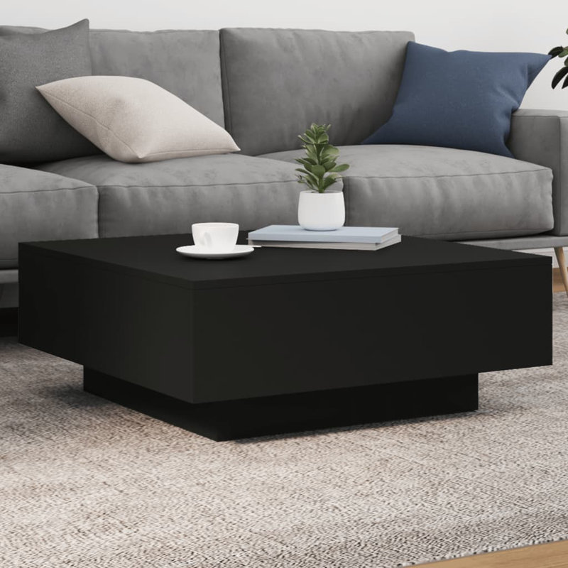 Jlea Pedestal Coffee Table, 31cm H x 80cm L x 80cm W, Black