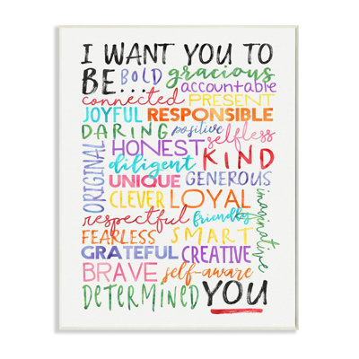 Balser I Want You to Be You Inspirational Phrases Colorful Word Design
