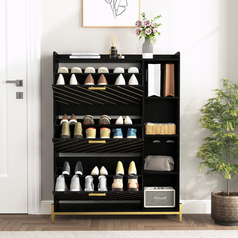 Rangement pour 18 paires de chaussures, Noir