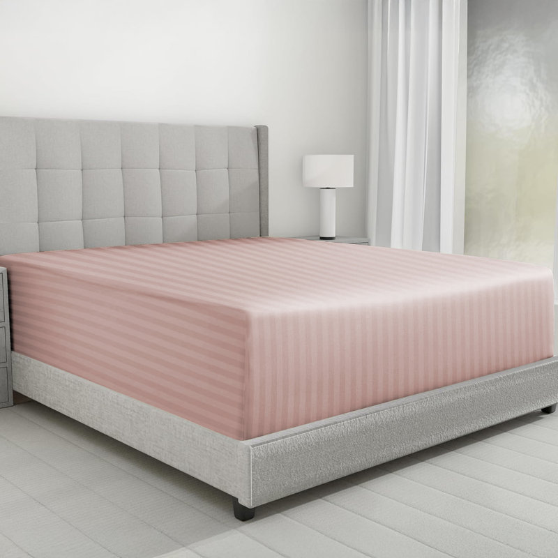 Microfiber Striped Fitted Sheet, Single (3'), Pink