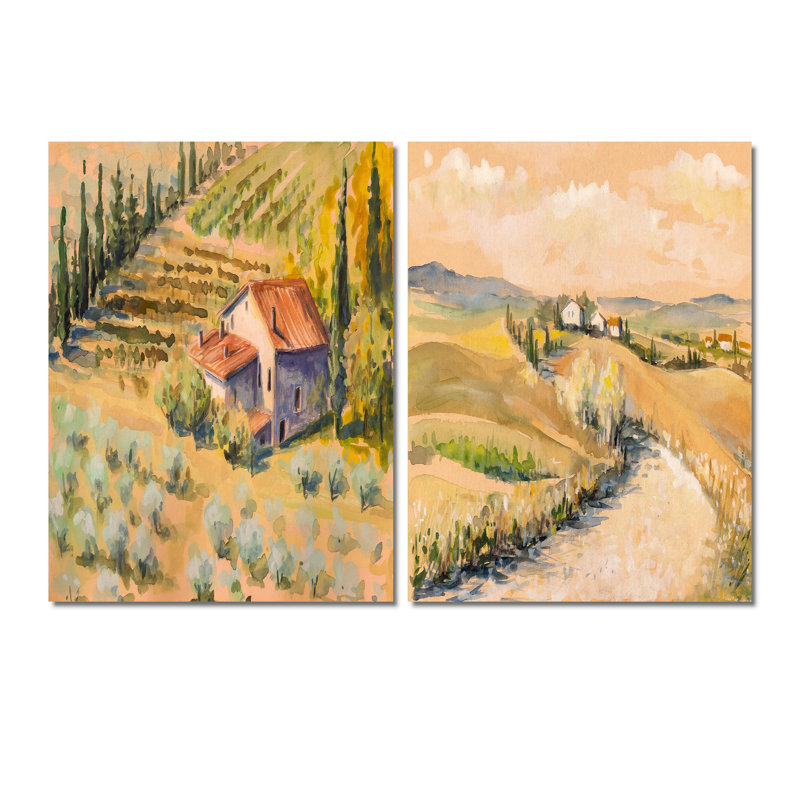 Ensemble de 2 pièces d'art campagnard en Toscane, Italie, H 40 po x l 60 po x P 1,5 po