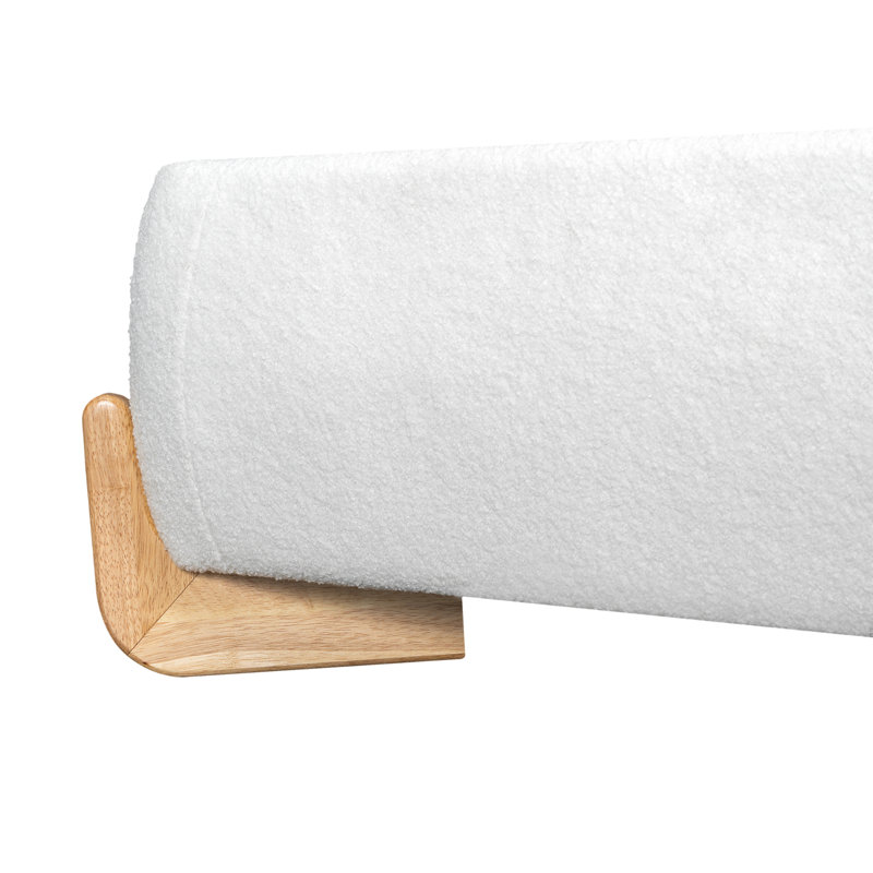 Elegant Boucle Bed, une pièce maîtresse de chambre à coucher luxueuse et confortable, pleine grandeur, blanc