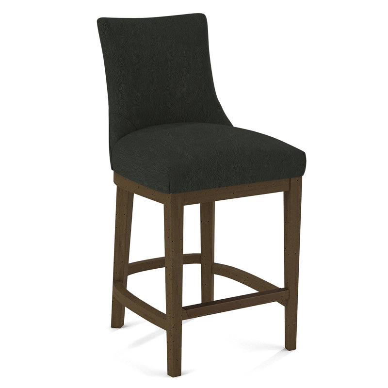 Upholstered Stool, Salvador Asphalt, Pecan