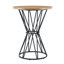 Ensemble de bar compact 3 pièces avec table en bois aggloméré et structure en métal noir, sièges de style industriel pour les petits espaces et les îlots de cuisine.