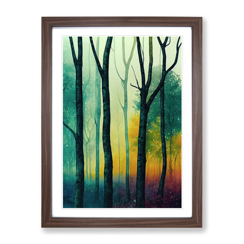 Forest In Colour No.2 - Single Picture Frame Print, 64cm H x 46cm W, Walnut