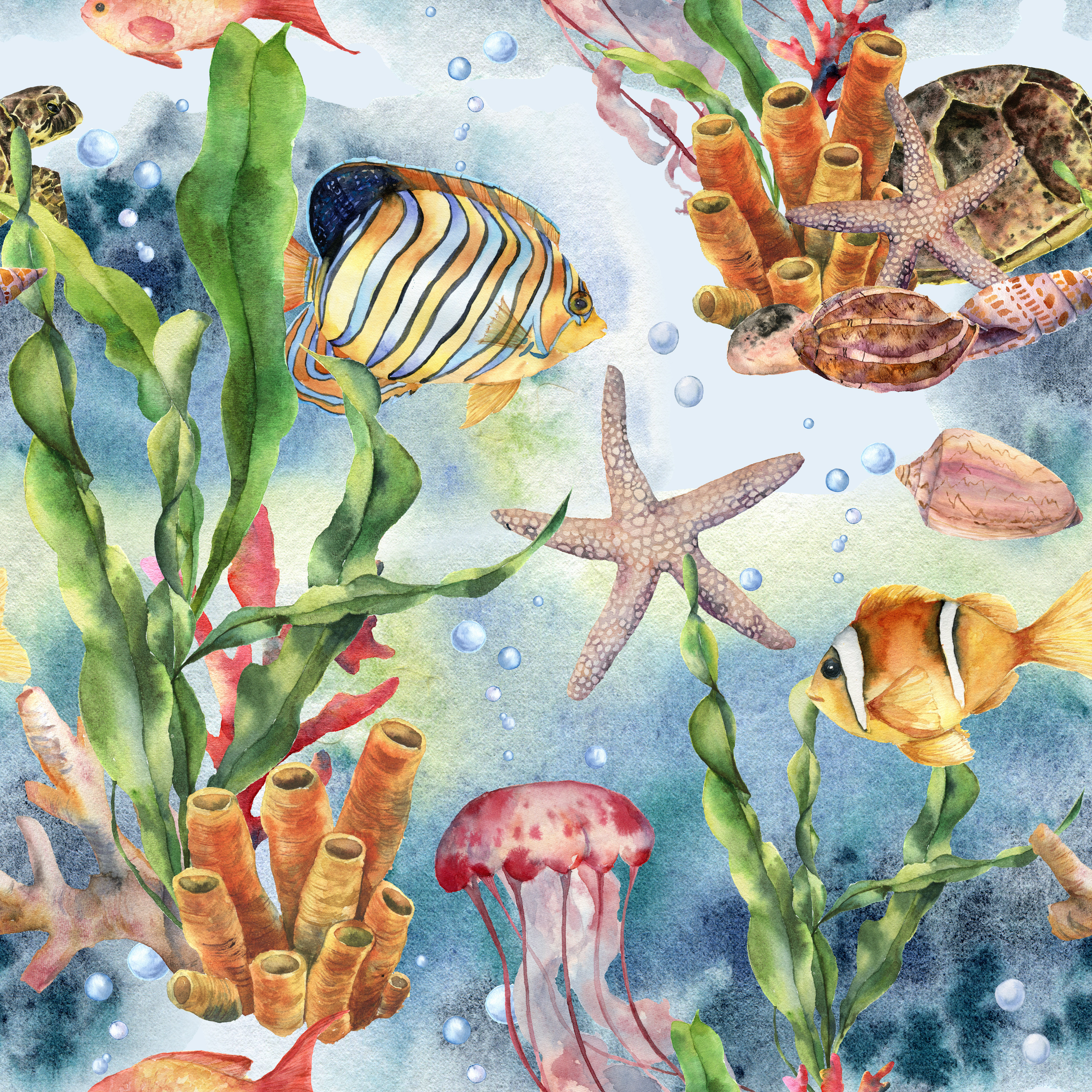 Create-A-Mural Coral Reef & Seaweed, Ocean Wall Decals, Undersea