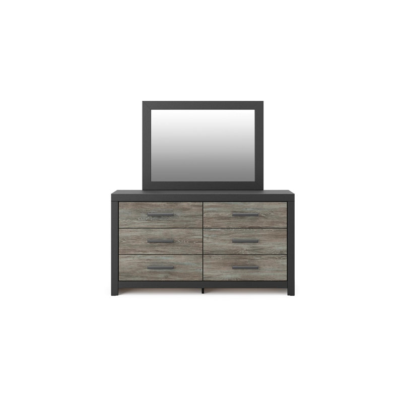Commode et miroir Lumberton, Grey/Black