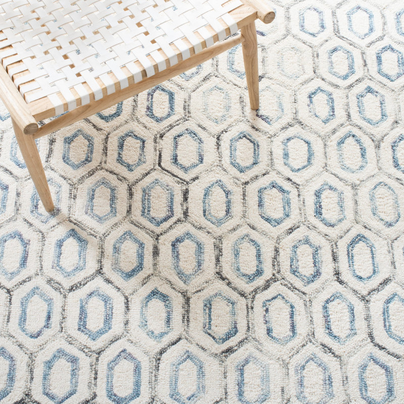 Gerad Metro Hand Tufted Wool And Cotton With Latex Geometric Rug, Rectangle 5' x 8'
