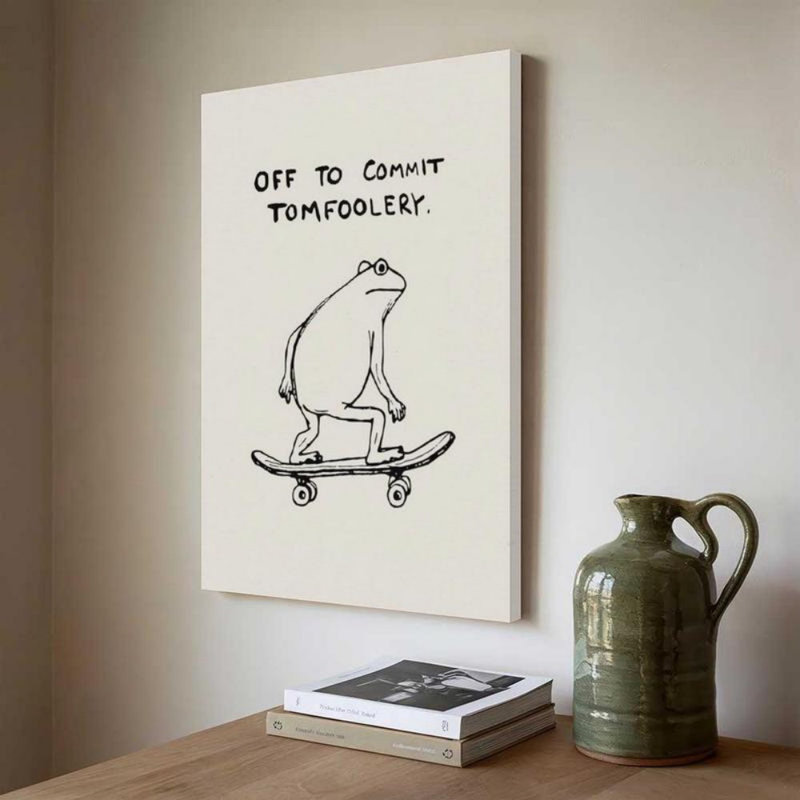 «Playful Frog Skateboarding Tomfoolery», reproduction sur toile - Urban Studio, 30 x 20 pouces (75 x 50 x 2 cm)