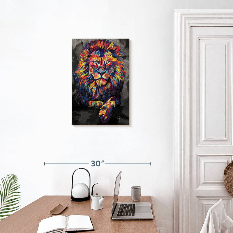 Brampt Lion Lounge couleur abstraite, H 24 po x l 16 po