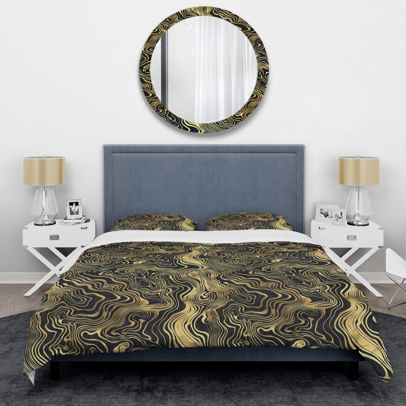 Ensemble de housse de couette doré et noir psychédélique Glam II - Glam, Housse de couette très grand et 2 très grandes t