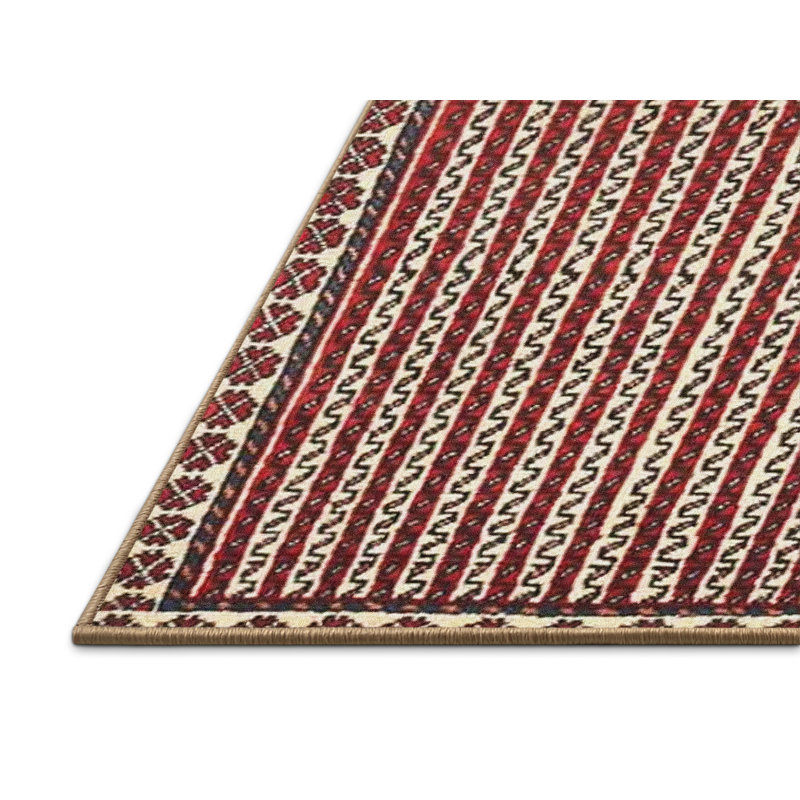 Tapis géométrique rouge / beige / brun, Rectangle 7 pi x 9 pi