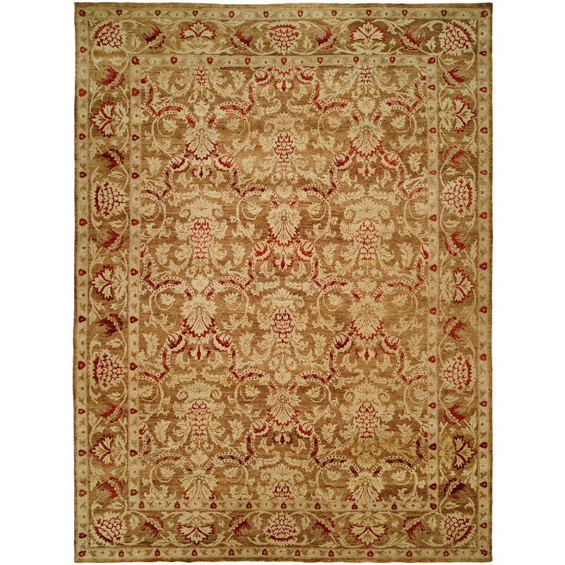 Tapis oriental brun / ivoire noué à la main Mina, Rectangle 4 pi x 6 pi
