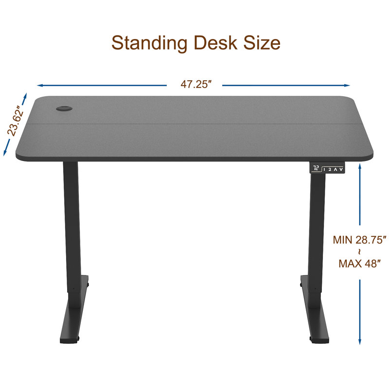 Bureaux debout à hauteur réglable Putnam, Noir, noir, noir, noir, H 48 po x l 47,25 po x P 23,62 po