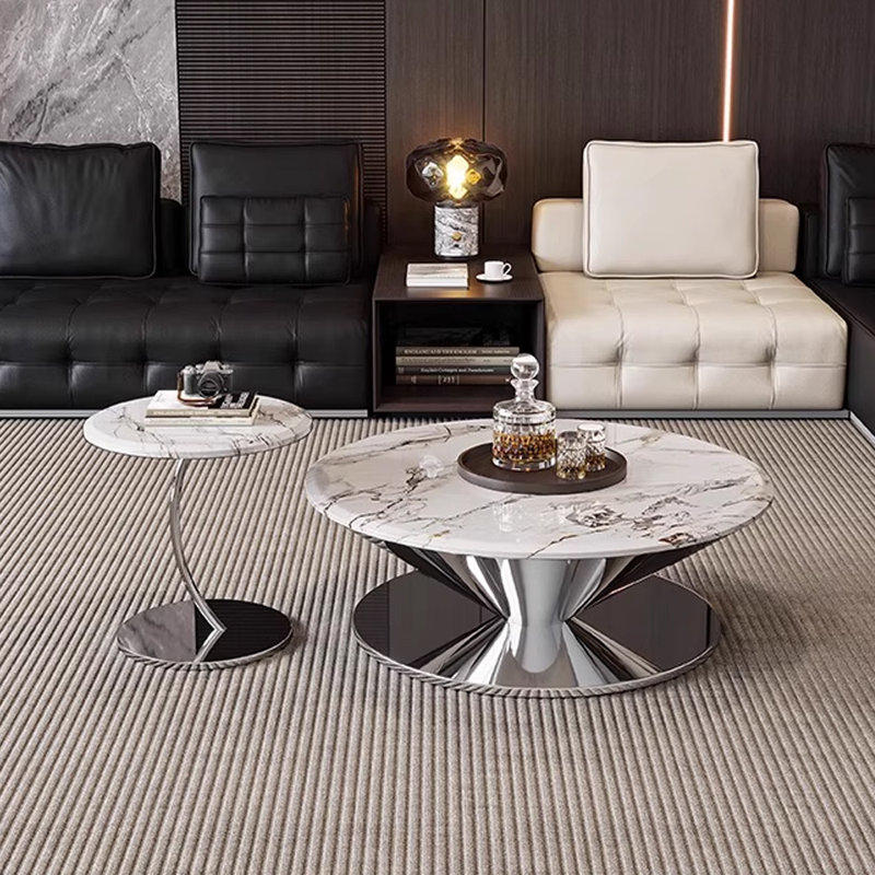Table basse Minimalist UFO, H 14,96 po x L 31,49 po x l 31,49 po, Blanc