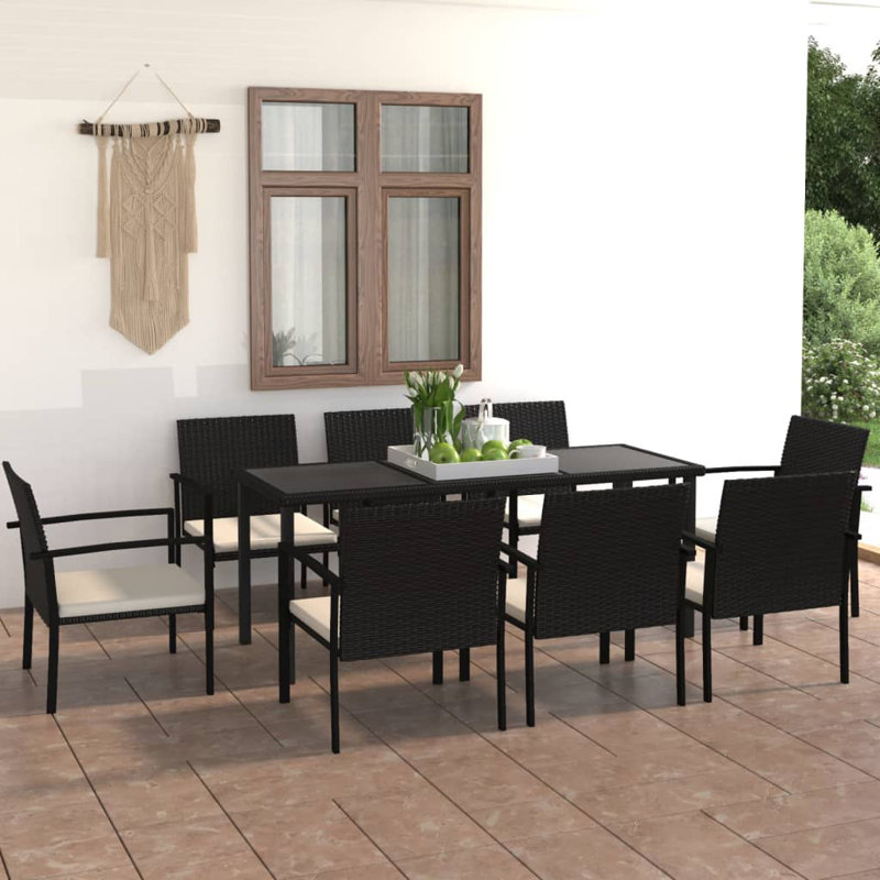 Pranet 8 - Person Patio Dining Set with Rectangular Table , Cushions Included