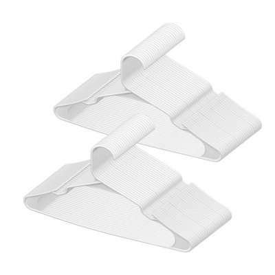 Hangers, 0.2 in Ultra-Thin, 50 Pack White Plastic Hangers with Stable Triangular Top Structure & Wider Notch Design, Non-Slip Space Saving Hangers, Shirt, Sling & Pant, Compatible with T-Shirt