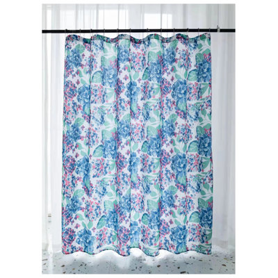 Floral Shower Curtain with Hooks Included