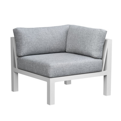 Peryman Outdoor Aluminum Corner Chair With Cushions, Buff