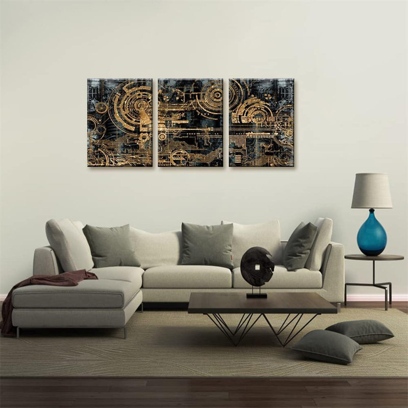 3 Piece Wrapped Canvas Print, 40 cm H x 90 cm W