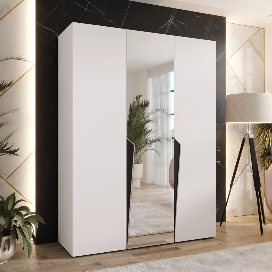 17 Stories Piano II Hinged Door Wardrobe 150cm - Mirrored Wardrobe with ...