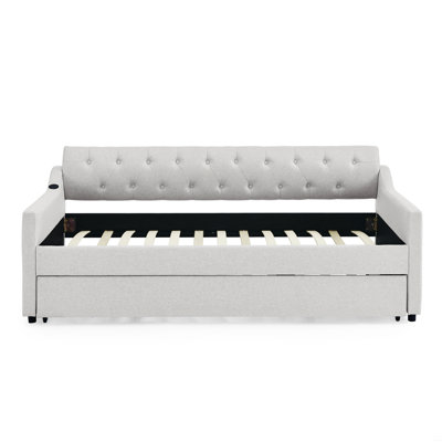 Upholstery DayBed with Erectable Trundle and USB Charging Design by Red Barrel Studio