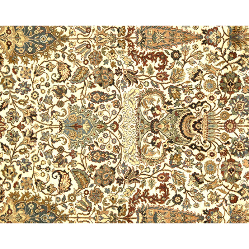 High-Quality Hand-Knotted Cream And Brown Area Rug
