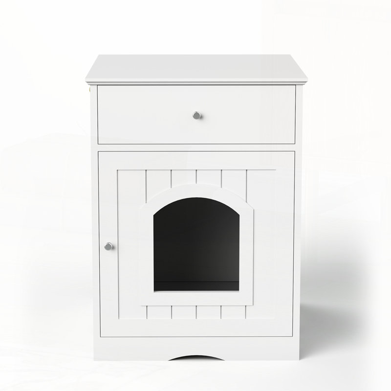 Cat Home Nightstand, White