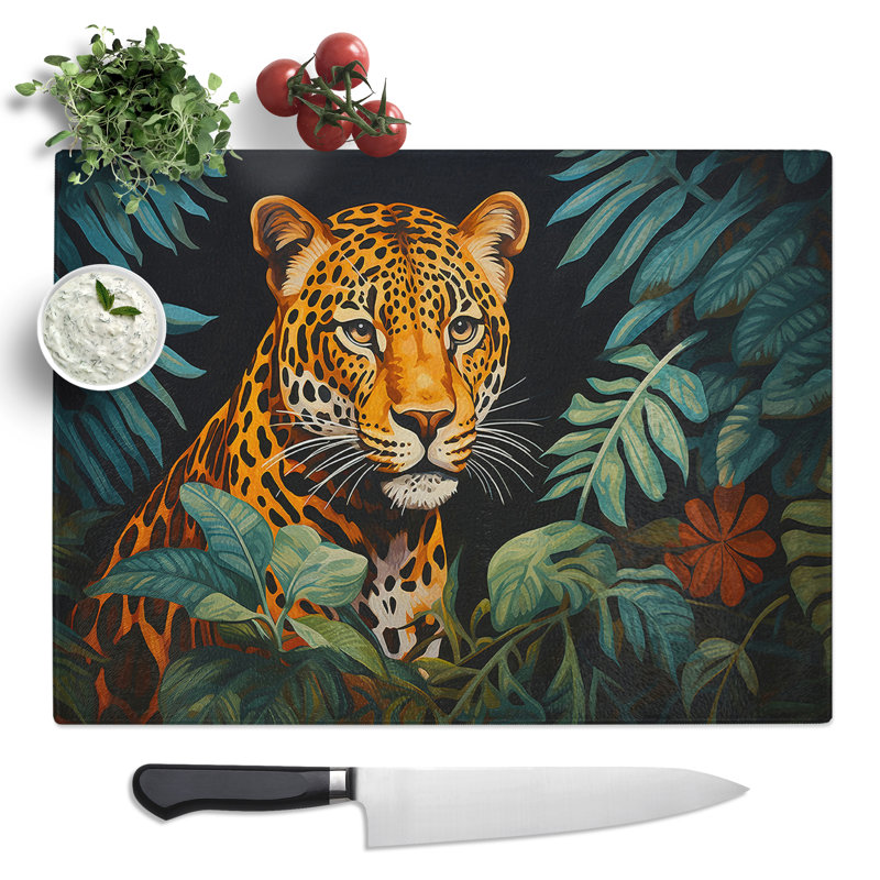 Leopard Art Deco No.2  Glass Chopping Board