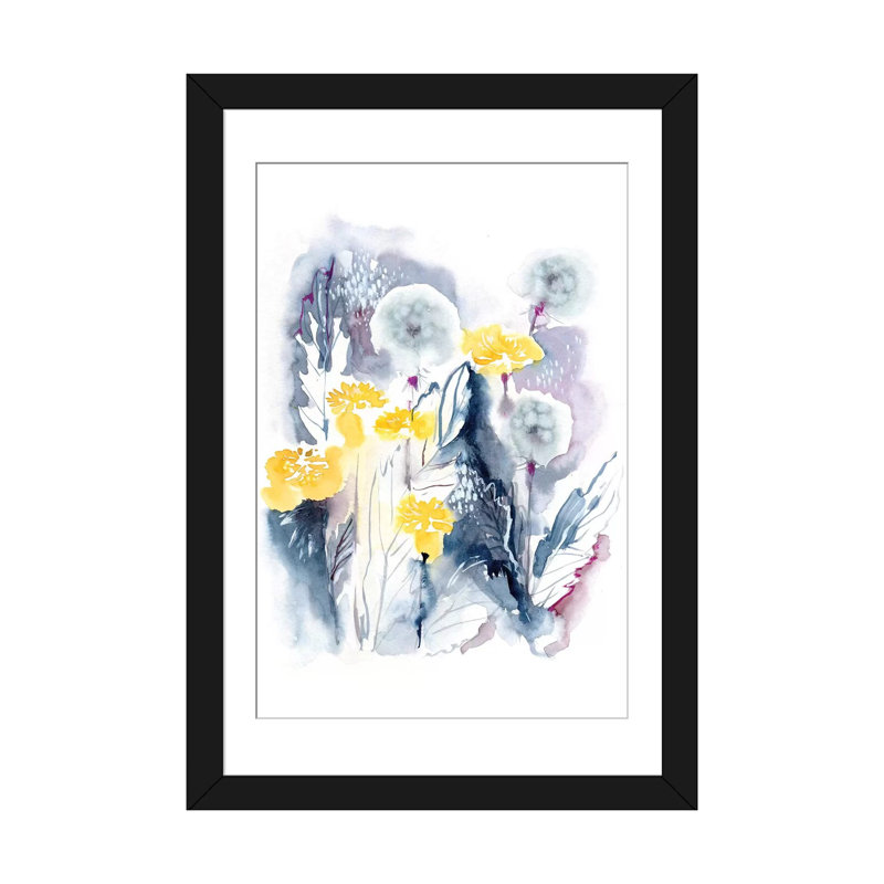 « pissenlits » par lesia binkin, impression sur toile, H 32 po x l 24 po x P 1 po, Papier d'art encadré noir, Blanc