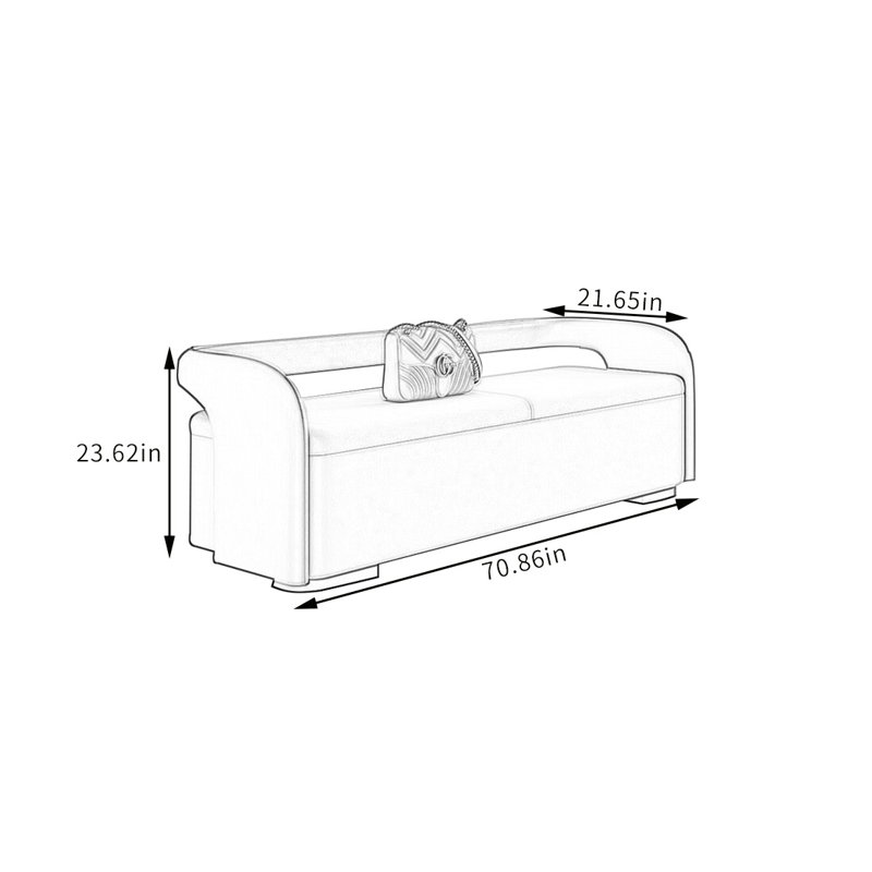 Banc de rangement rembourré en similicuir Ousman, Orange/Crème