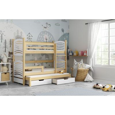Hiarni European Toddler (80 X 180cm) 2 Drawer Standard Bunk Bed and Mattress with Trundle by Harriet Bee