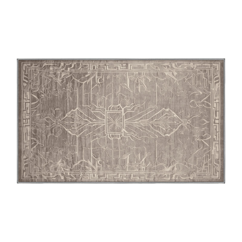 Machine Washable Gray Area Rug, Rectangle 7' x 10'