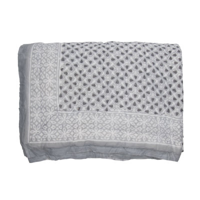 Hand Block Print Cotton Quilt and Bed Spread, , Gray