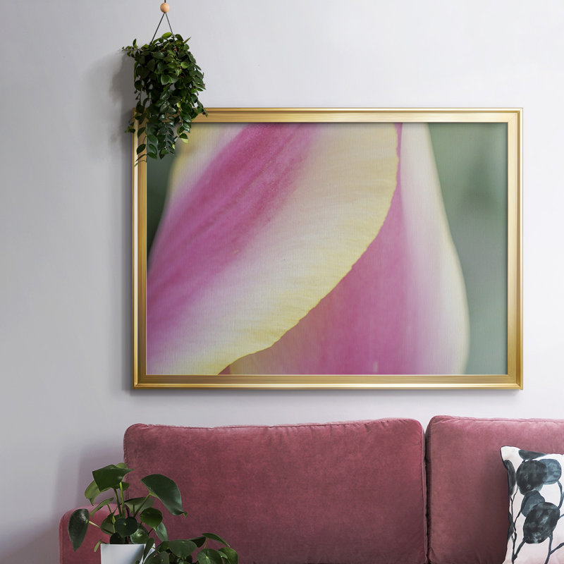 " Delicate ", Gold Closed Corner Framed Canvas, 14" H x 20" W x 1.5" D