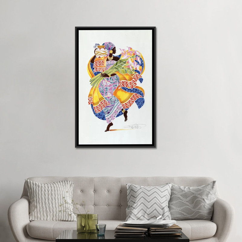 «Jaha», impression sur toile, H 48 po x l 32 po x P 1,5 po, Toile avec cadre noir, Pas de tapis