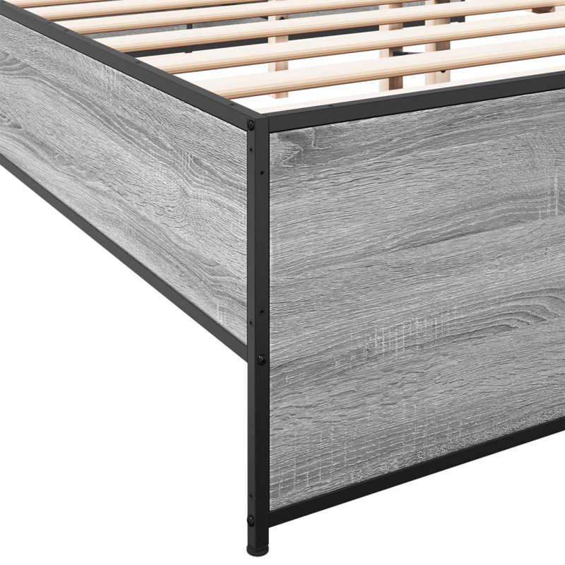 Vidaxl Bed Frame Engineered Wood And Metal, Grey Sonoma, Kingsize (5')