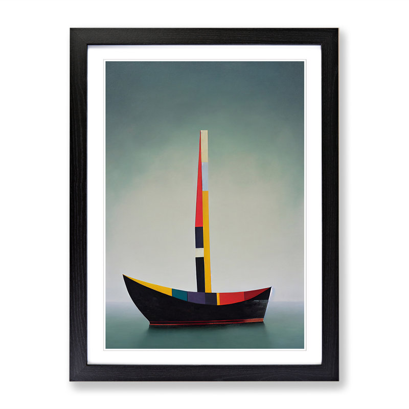 Ship Abstract Vol.1 - Single Picture Frame Print, 64cm H x 46cm W x 2cm D, Walnut
