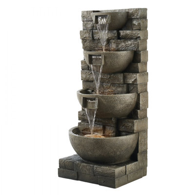 Fontaine de jardin extérieure à 4 niveaux 35,63 po