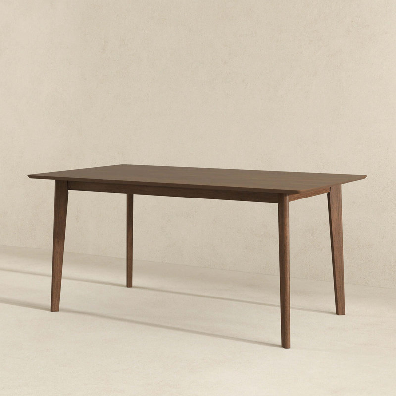 Erieanna Mid-Century Modern Rectangular Solid Wood Dining Table, 29.5" W x 47.2" L, Brown