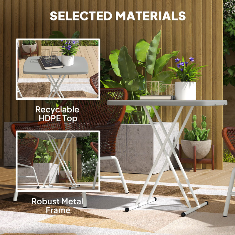 Rectangular 76cm L Outdoor Side Table, Charcoal grey