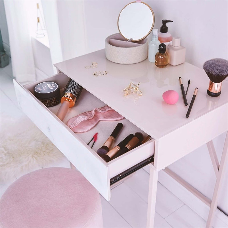 Ayansh 22.4'' W Nightstand, Pink/White