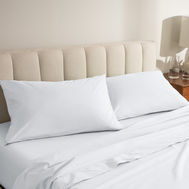 Organic 100% Cotton Percale Pillowcase, 2 Standard Pillowcases, White