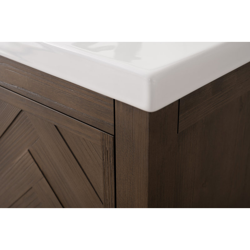 Ensemble de meuble-lavabo simple 30 po Chazden, Cocoa Brown, Cuivre antique, Blanc