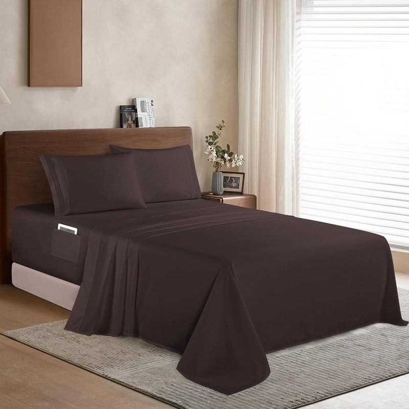 Elegant Comfort Luxury 1500 Premium Hotel Quality Microfiber 4-Piece Sheet Set - Soft, All Around Elastic 18-24 Inches Deep Fitted Sheet - Extra Deep Pocket Sheets