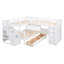 Lit superposé simple en L avec 3 tiroirs, bureau portable et garde-robe, blanc