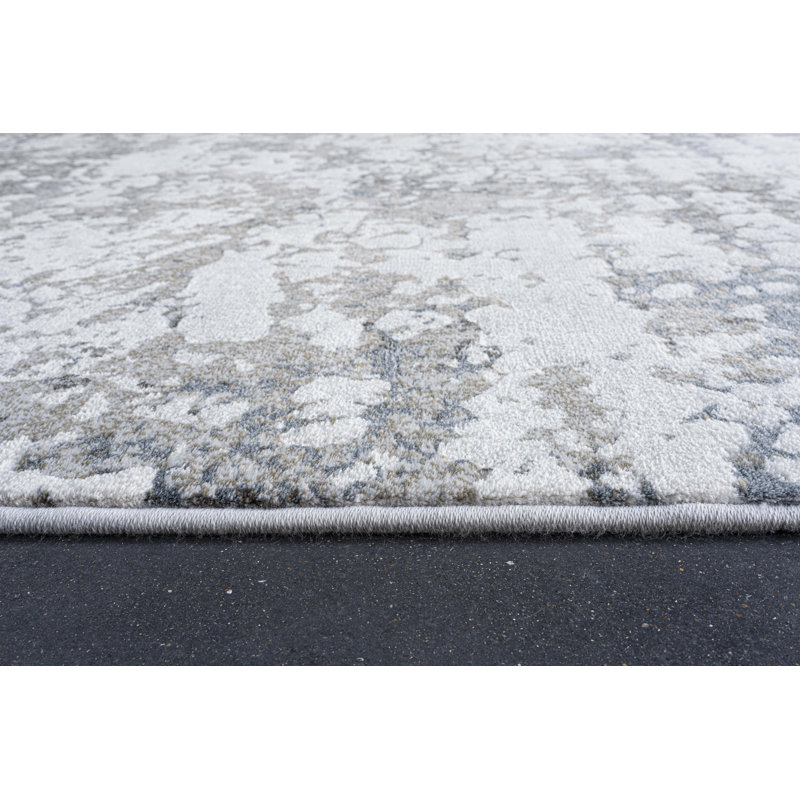 Tapis en polypropylène bleu, ivoire, gris et beige Stella, Rectangle de 5 pi x 8 pi